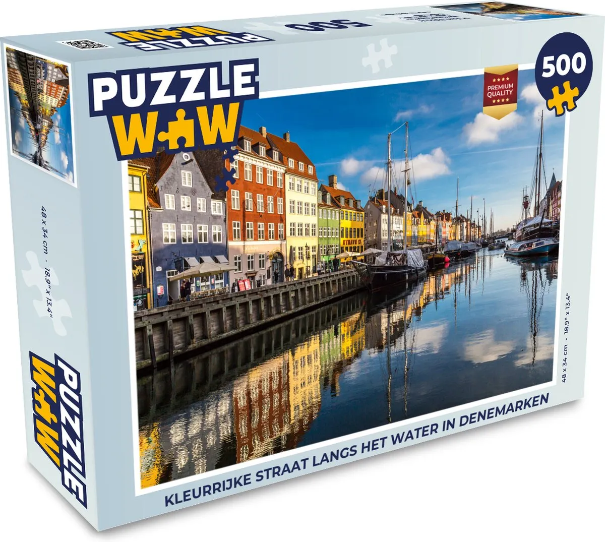 PuzzleWow Legpuzzel Kleurrijke Straat Denemarken 500 Stuks - Multicolor