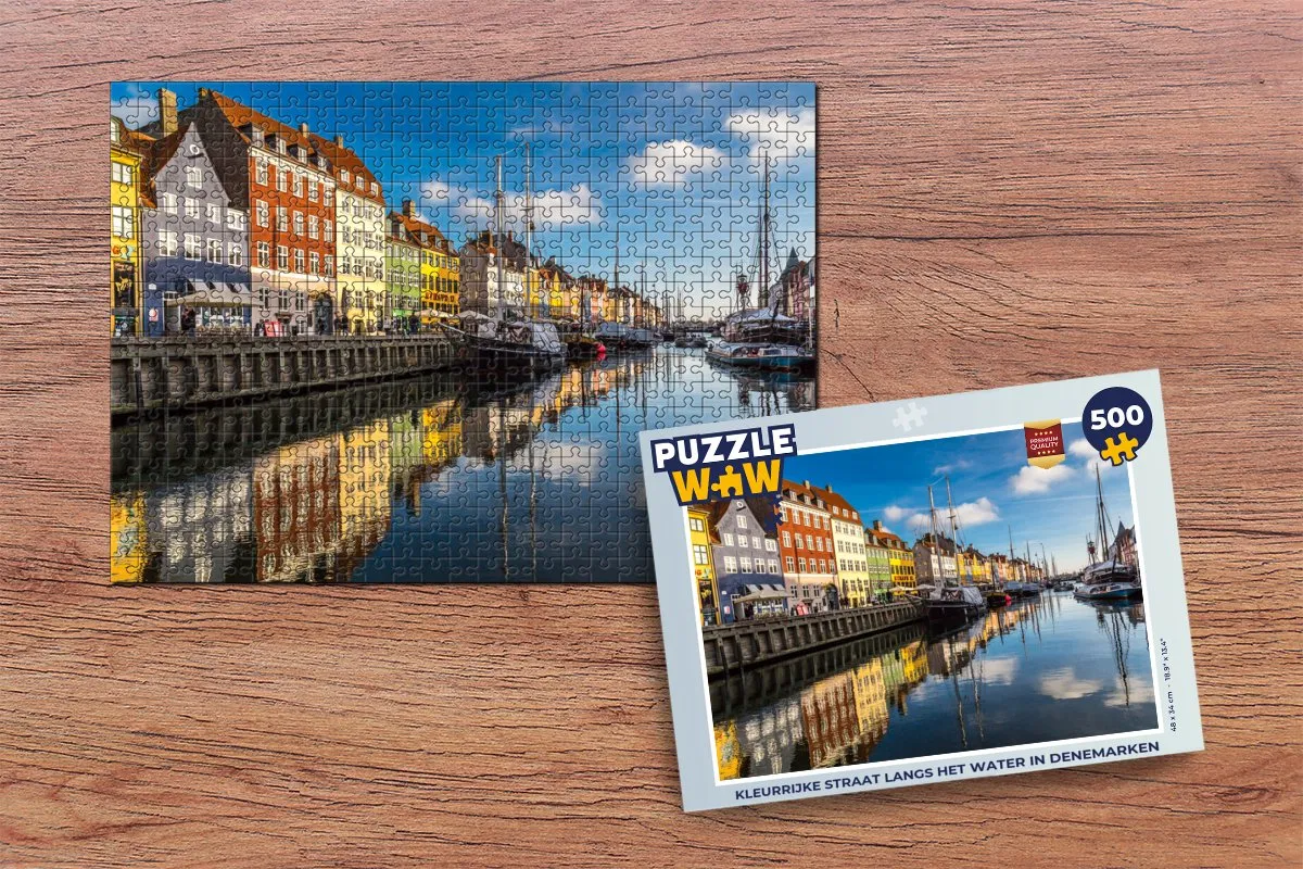 PuzzleWow Legpuzzel Kleurrijke Straat Denemarken 500 Stuks - Multicolor