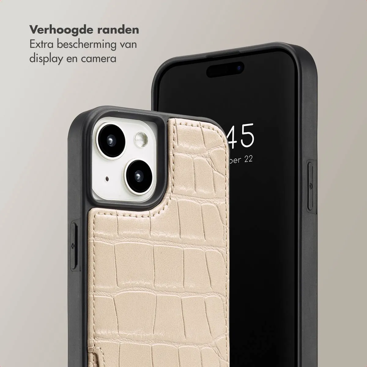 Selencia Croco Hoesje iPhone 15 - Beige
