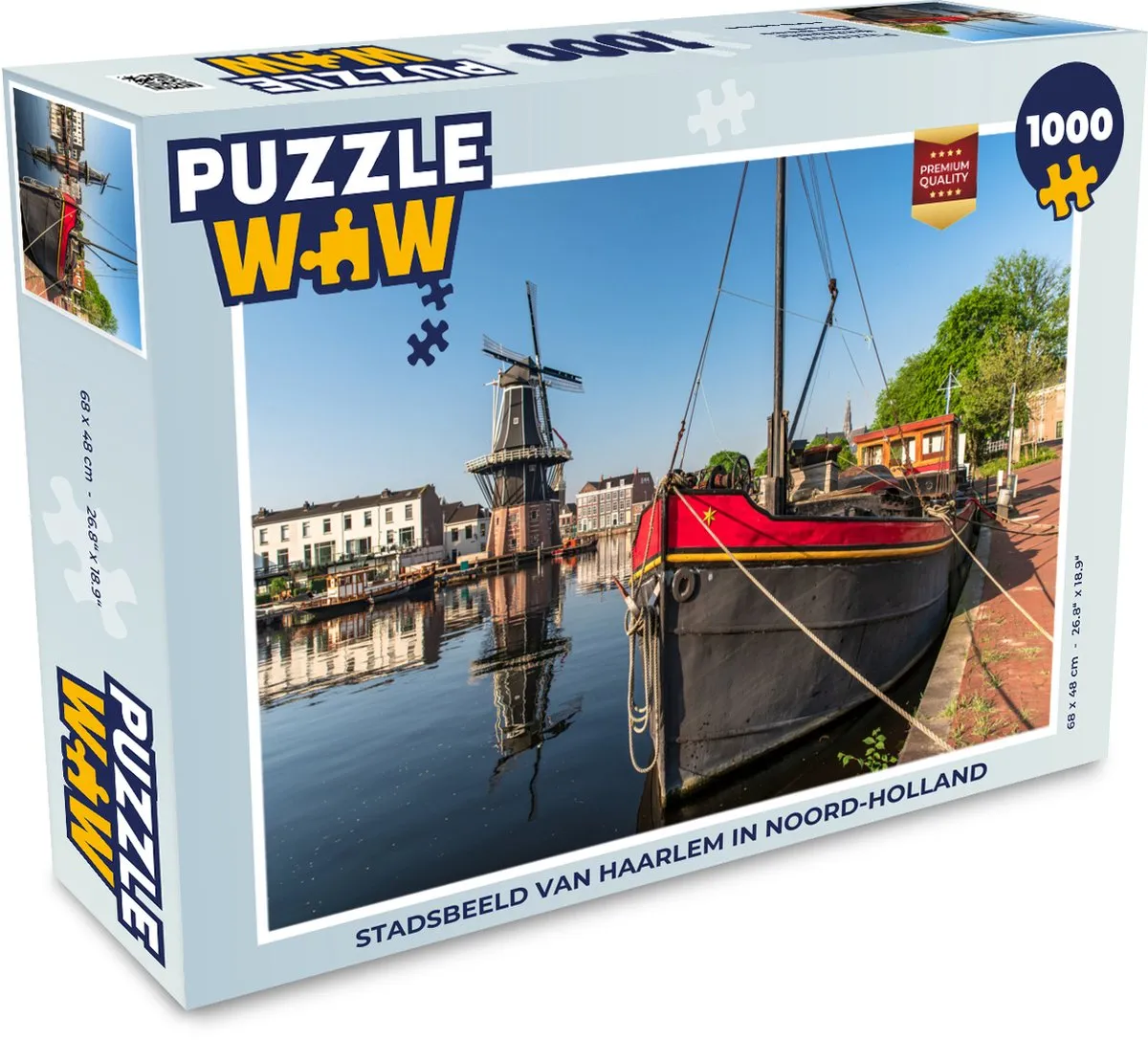 PuzzleWow Haarlem Boot Molen Legpuzzel 1000 Stuks - Multicolor