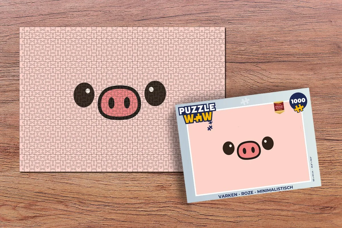 PuzzleWow Varken Legpuzzel 1000 Stuks - Roze