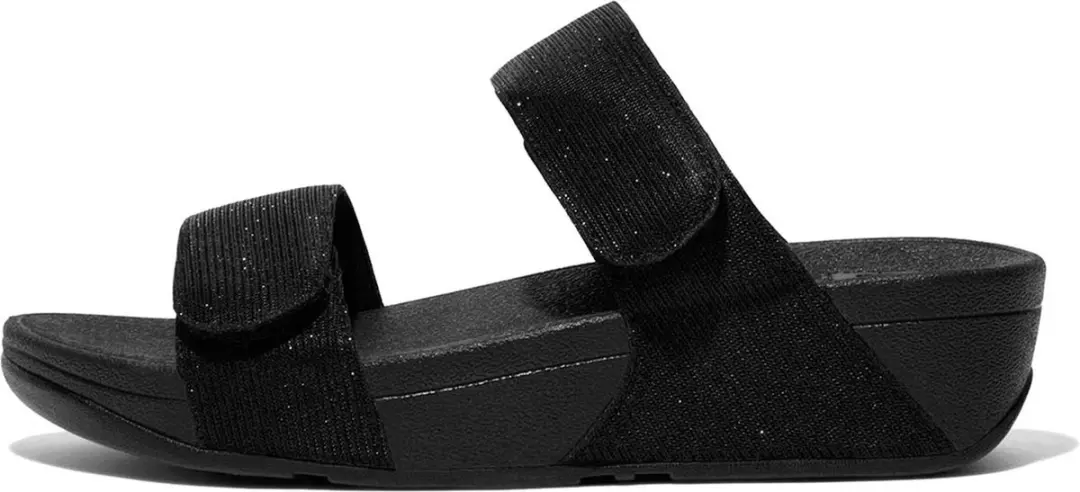 FitFlop Lulu Shimmerlux Slides - Maat 42 - All Black - afbeelding 3 van 6