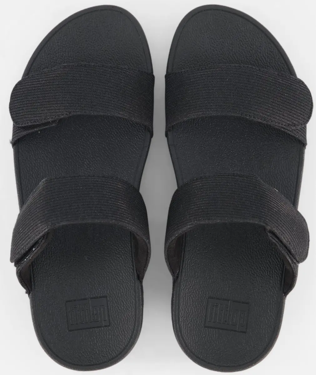 FitFlop Lulu Shimmerlux Slides - Maat 42 - All Black - afbeelding 5 van 6
