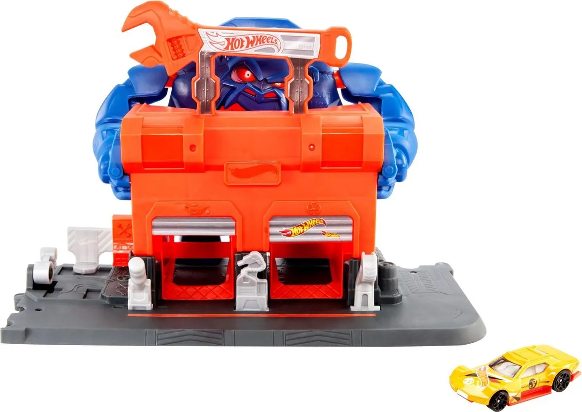 Hot Wheels City Razende Gorilla Garage Speelset GJK89 - Donkerblauw - afbeelding 4 van 6