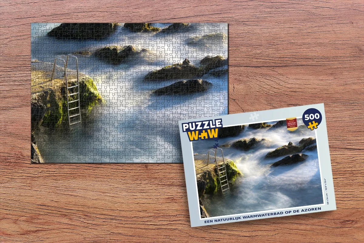 PuzzleWow Legpuzzel Azoren Natuurlijk Warmwaterbad 500 Stuks - Multicolor