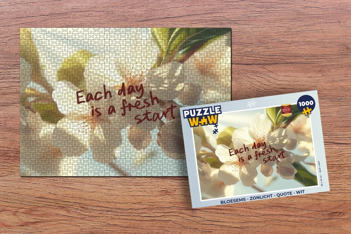 PuzzleWow Bloesems Zonlicht Quote Legpuzzel 1000 Stuks - Wit