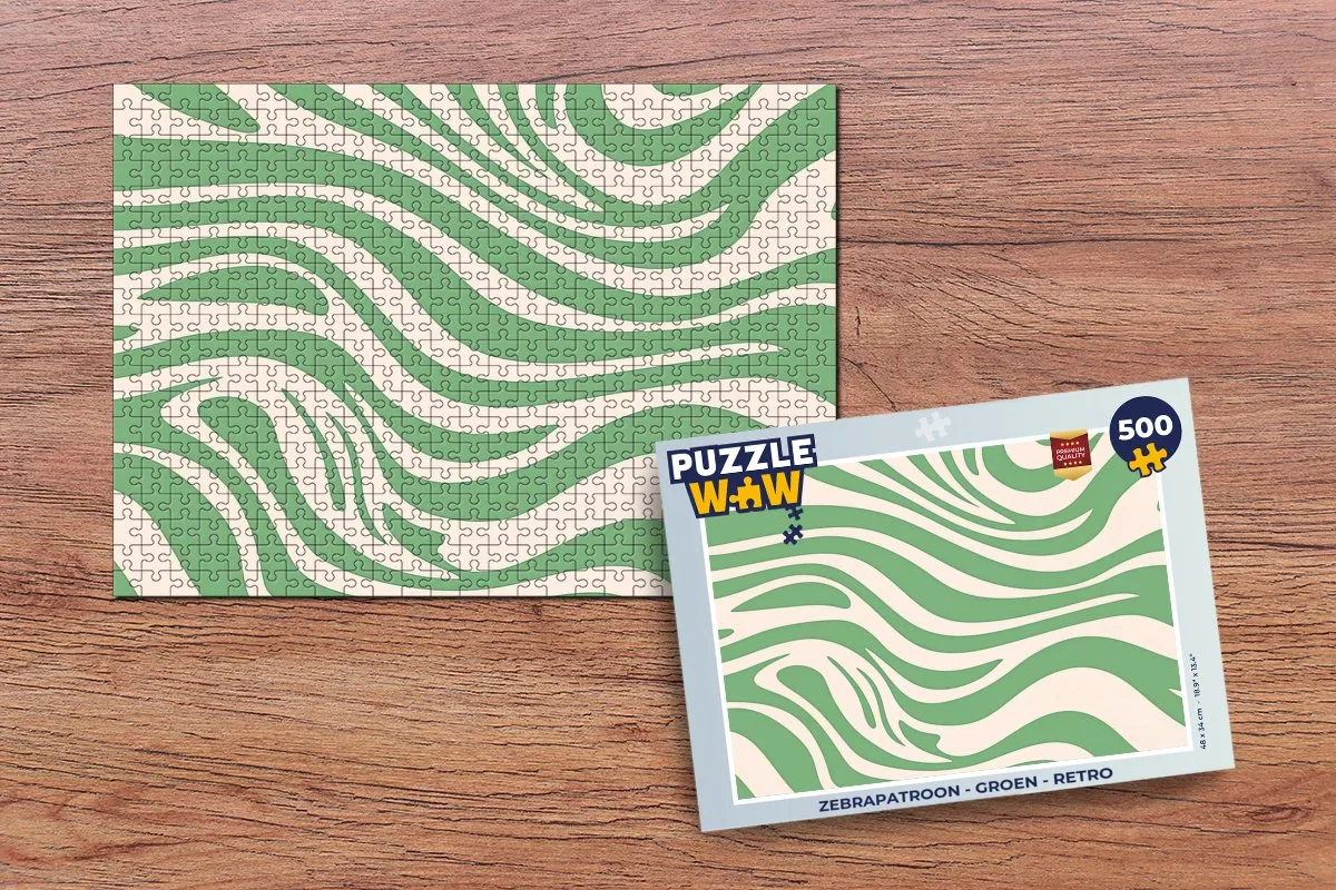 PuzzleWow Zebrapatroon Legpuzzel 500 Stuks - Groen