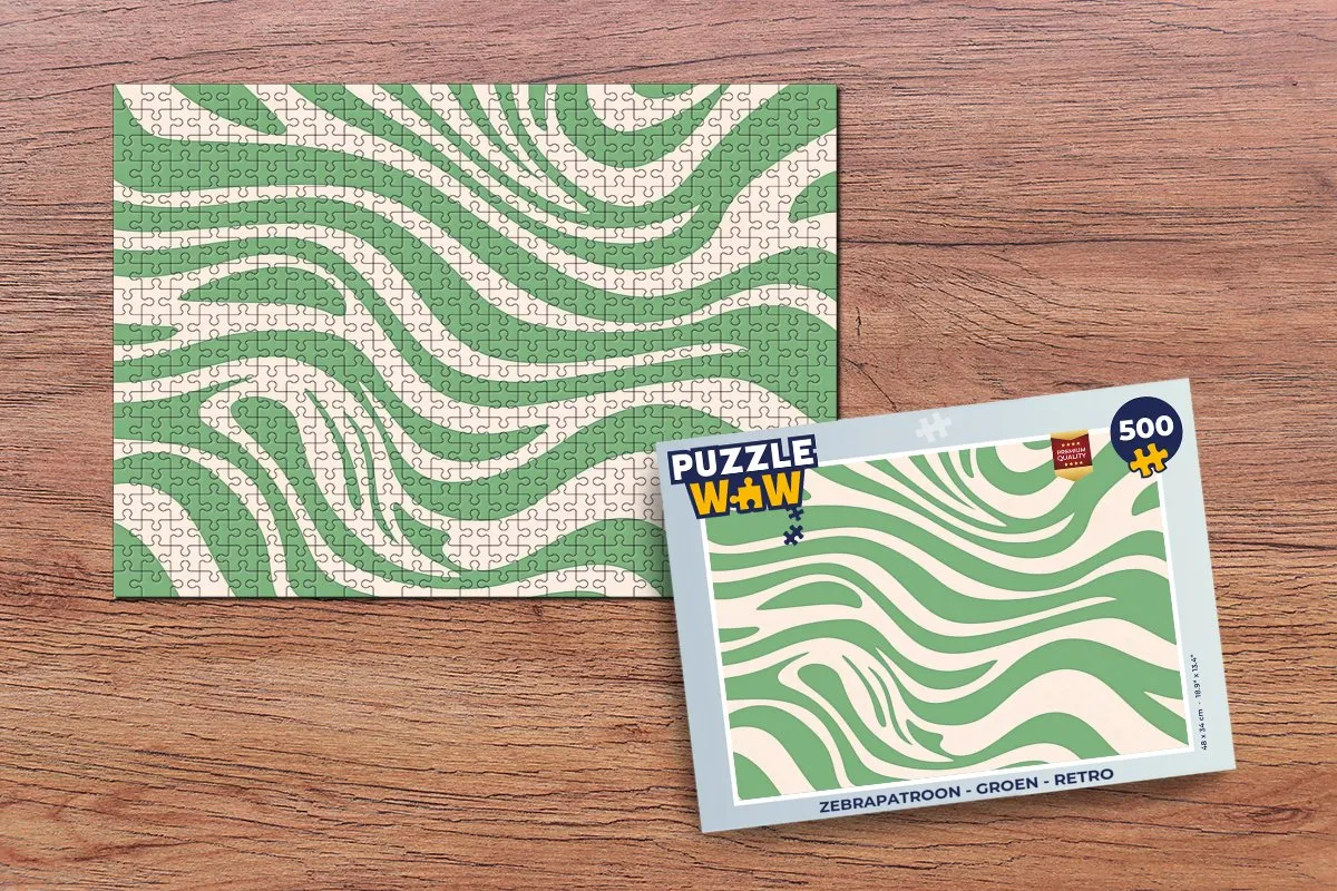 PuzzleWow Zebrapatroon Legpuzzel 500 Stuks - Groen