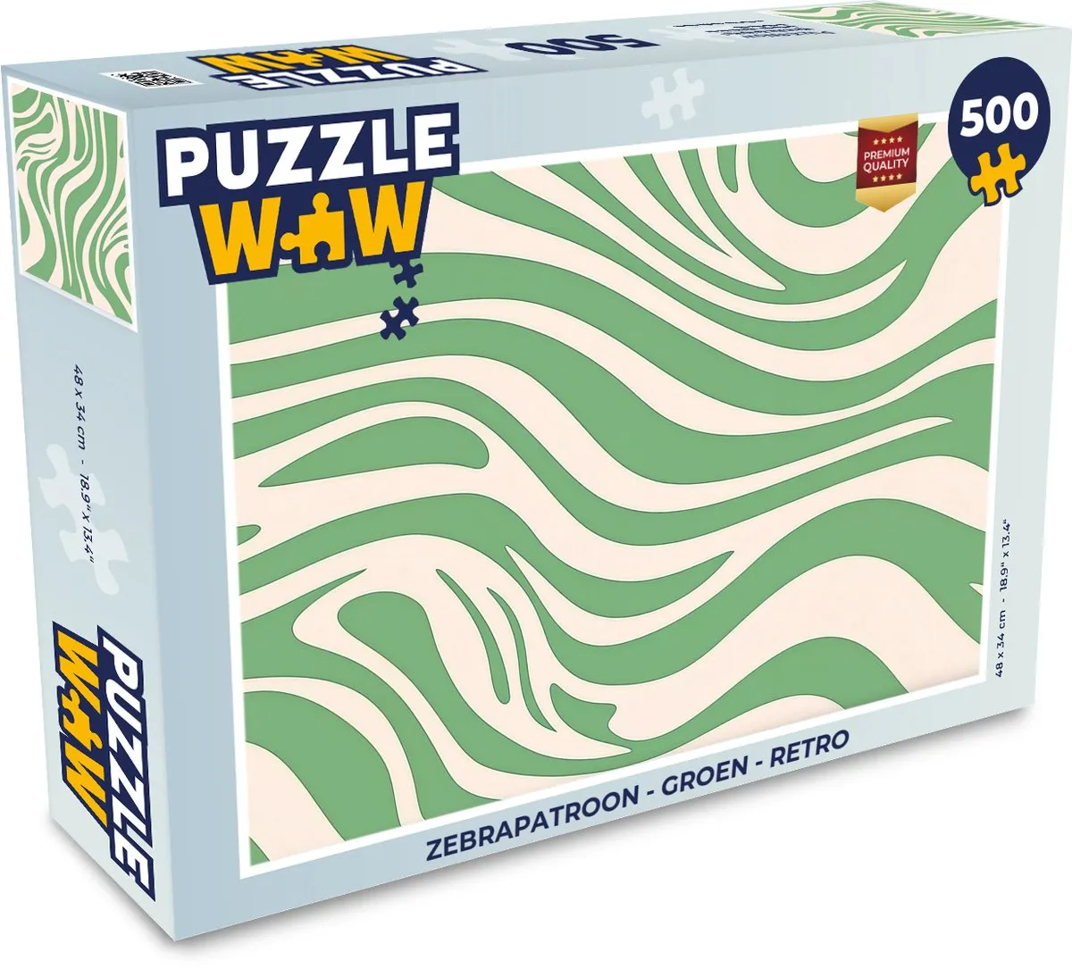 PuzzleWow Zebrapatroon Legpuzzel 500 Stuks - Groen