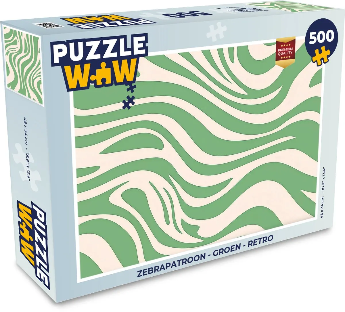 PuzzleWow Zebrapatroon Legpuzzel 500 Stuks - Groen