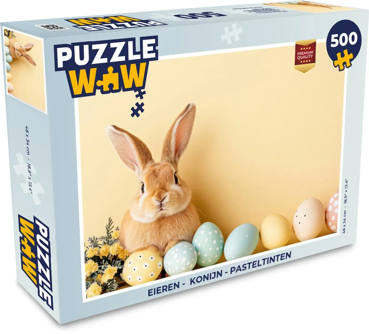 PuzzleWow Konijn Legpuzzel 500 Stuks - Pasteltinten