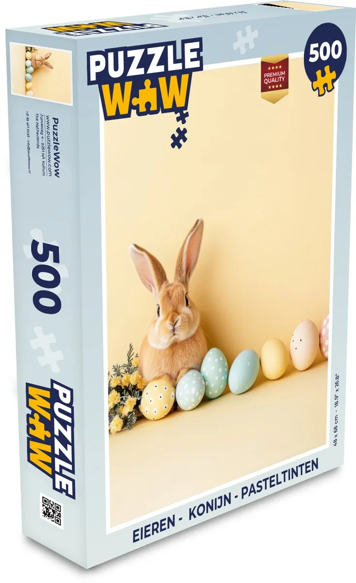 PuzzleWow Konijn Legpuzzel 500 Stuks - Pasteltinten