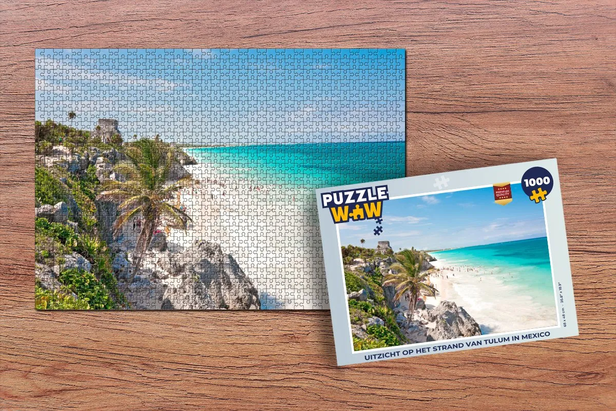 PuzzleWow Strand van Tulum Legpuzzel 1000 Stuks - Multicolor