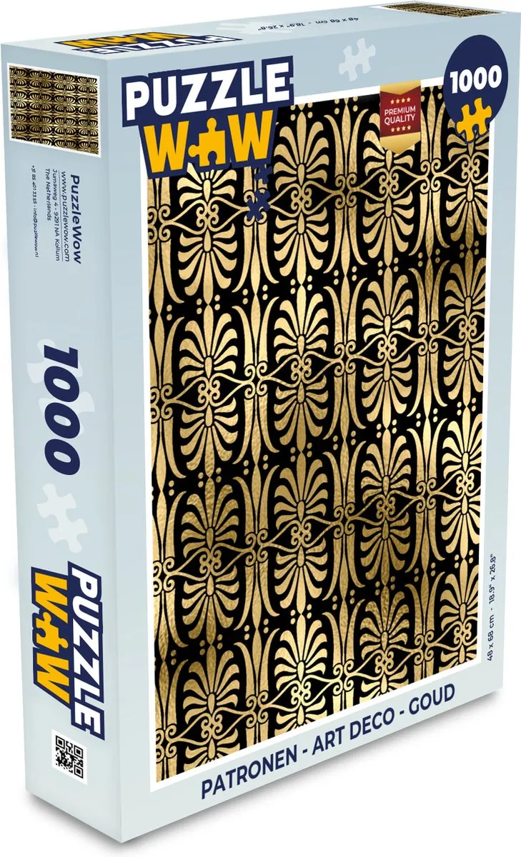 PuzzleWow Art Deco Legpuzzel 1000 Stuks - Goud/Multicolor
