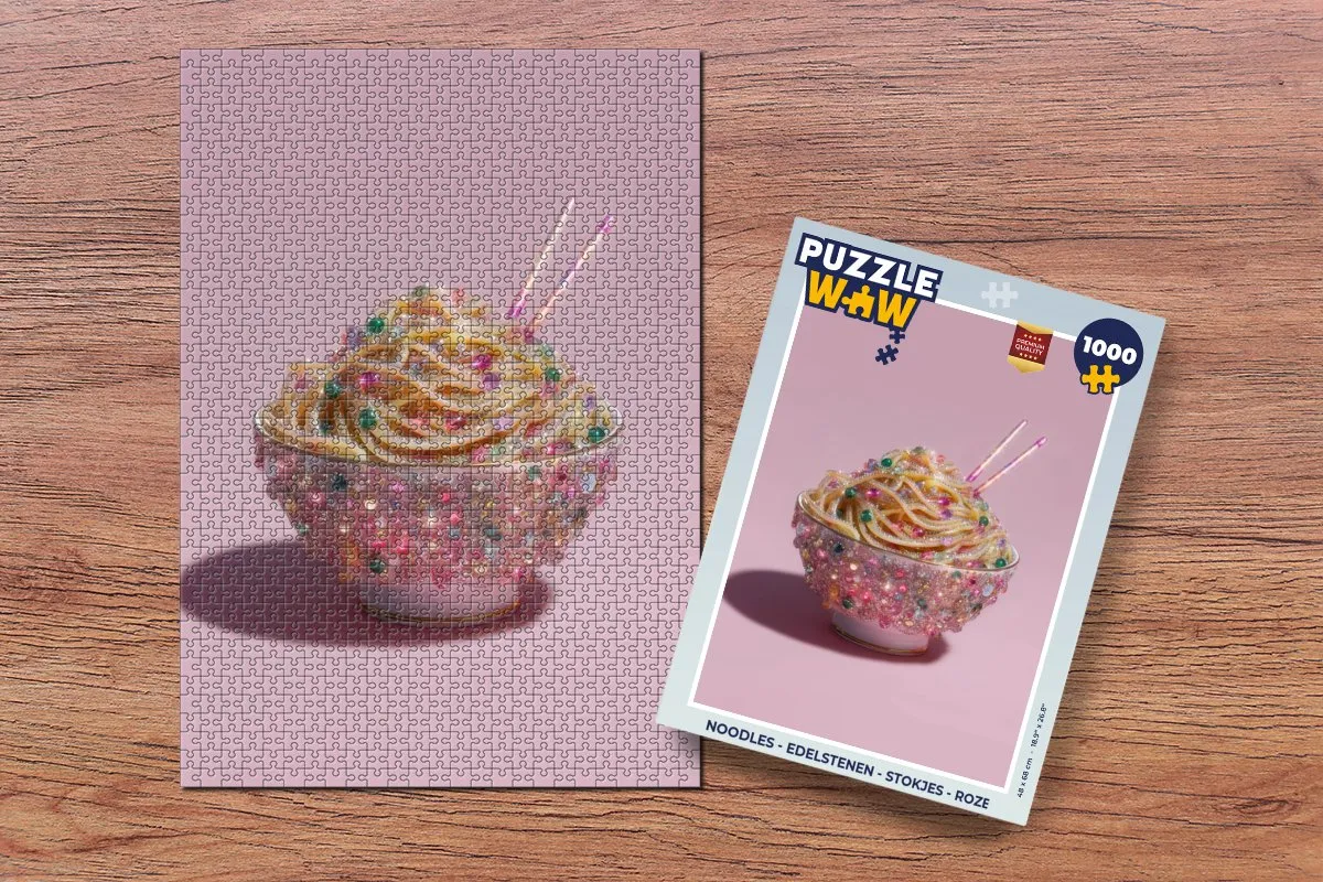 PuzzleWow Noodles Edelstenen Legpuzzel 1000 Stuks - Roze