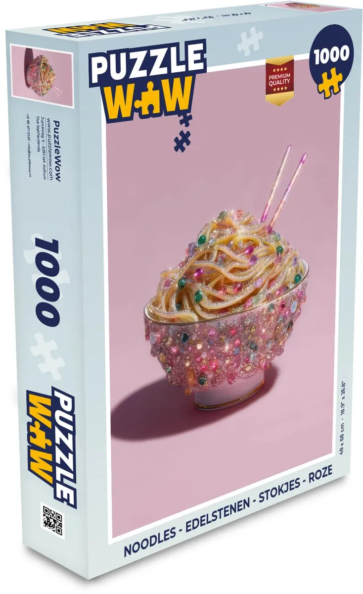 PuzzleWow Noodles Edelstenen Legpuzzel 1000 Stuks - Roze