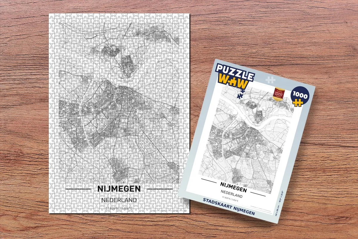 PuzzleWow Stadskaart Nijmegen Legpuzzel 1000 Stuks - Multicolor
