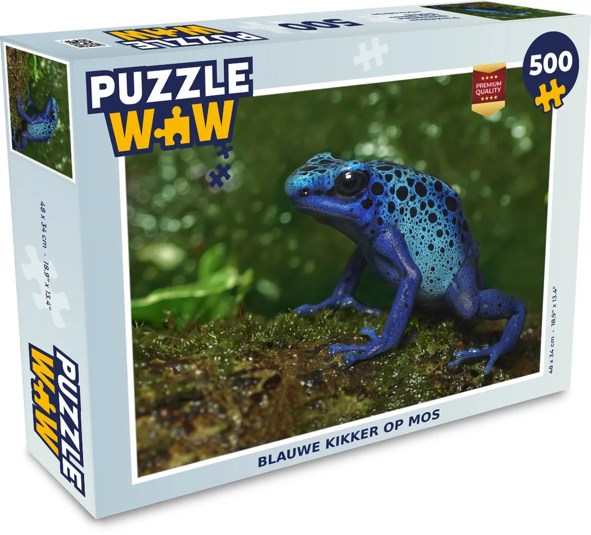 PuzzleWow Legpuzzel Blauwe Kikker op Mos 500 Stuks