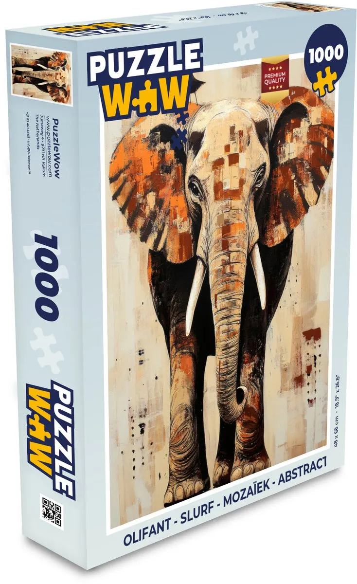 PuzzleWow Olifant Mozaïek Legpuzzel 1000 Stuks