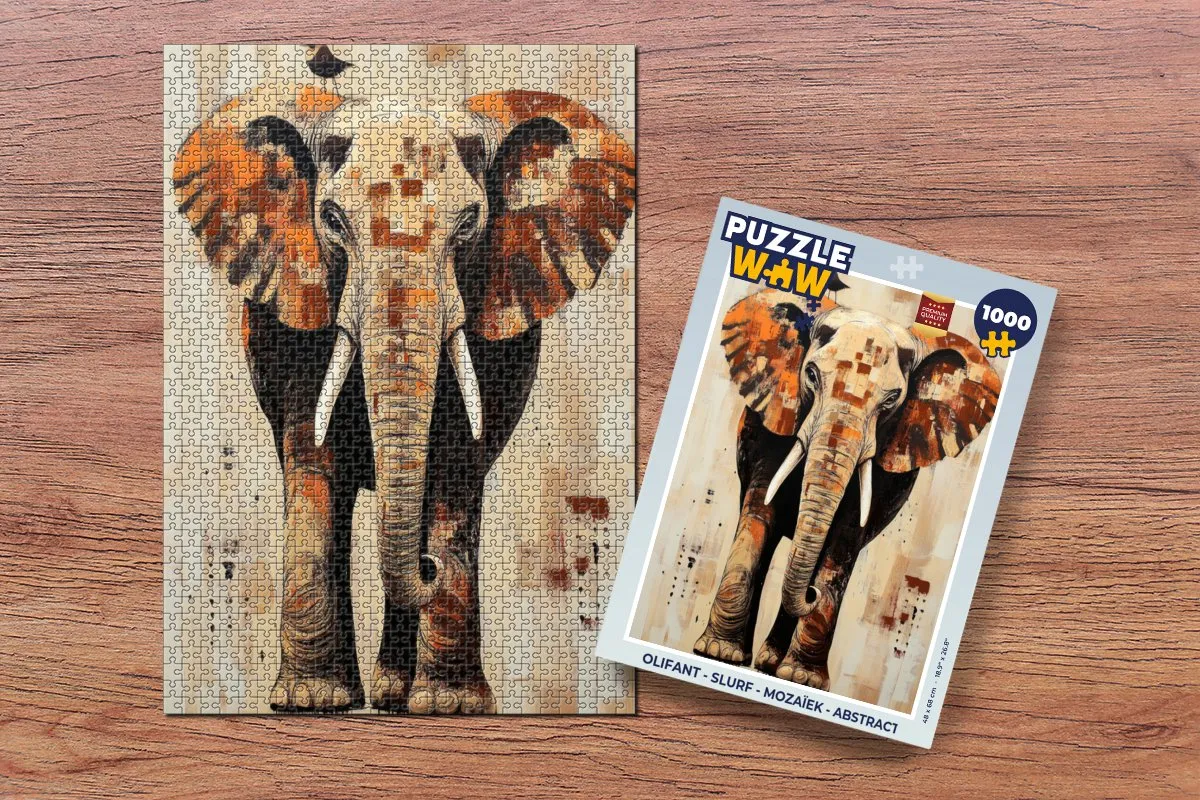 PuzzleWow Olifant Mozaïek Legpuzzel 1000 Stuks
