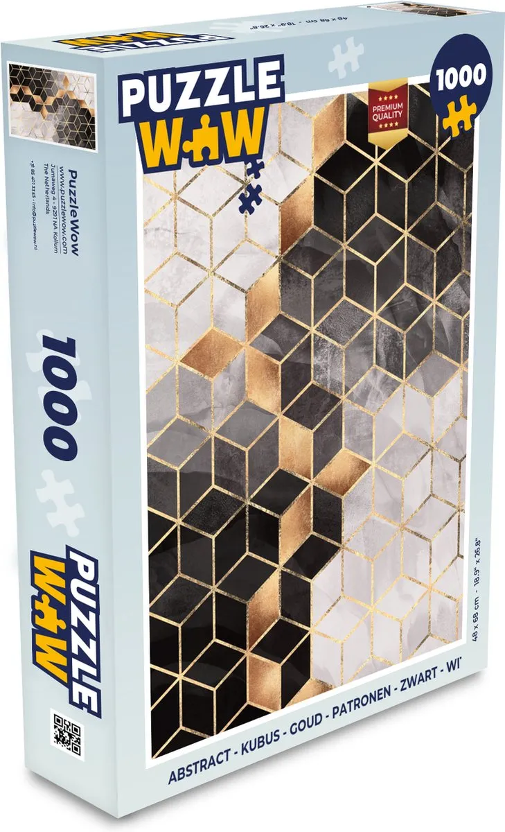 PuzzleWow Abstract Kubus Legpuzzel 1000 Stuks - Multicolor