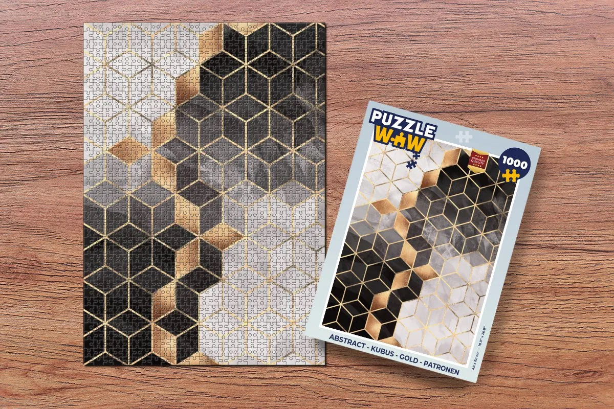 PuzzleWow Abstract Kubus Legpuzzel 1000 Stuks - Multicolor