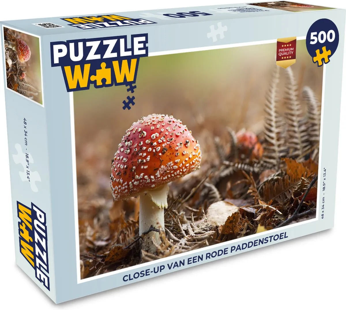 PuzzleWow Legpuzzel Close-up Paddenstoel 500 Stuks