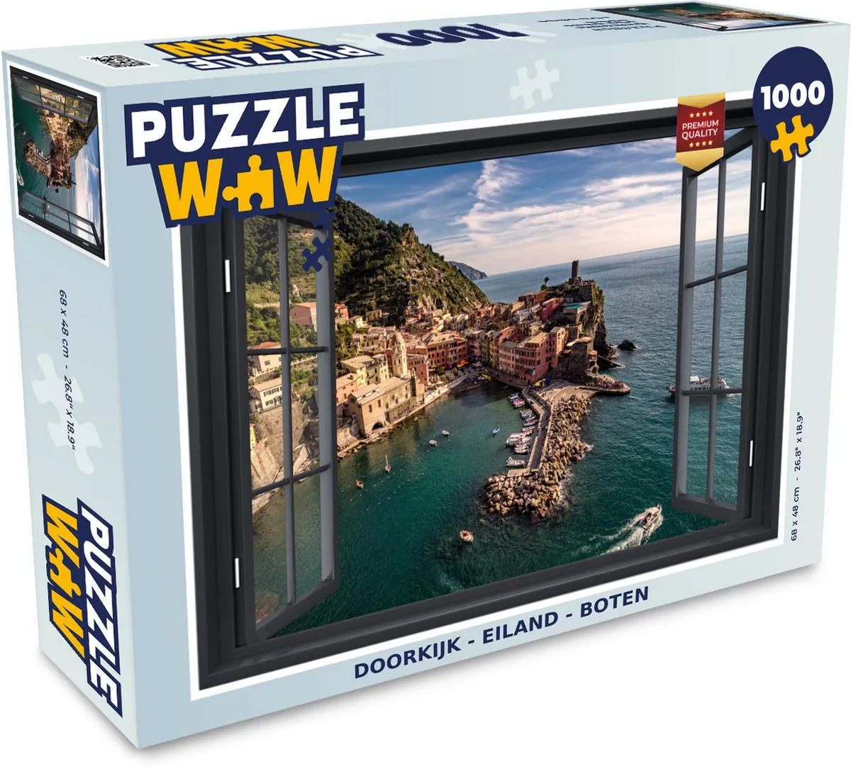 PuzzleWow Doorkijk Eiland Boot Legpuzzel 1000 Stuks - Multicolor