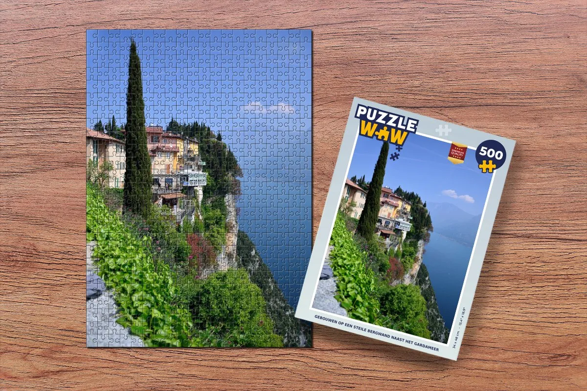 PuzzleWow Gardameer Berg Huis Legpuzzel 500 Stuks - Multicolor