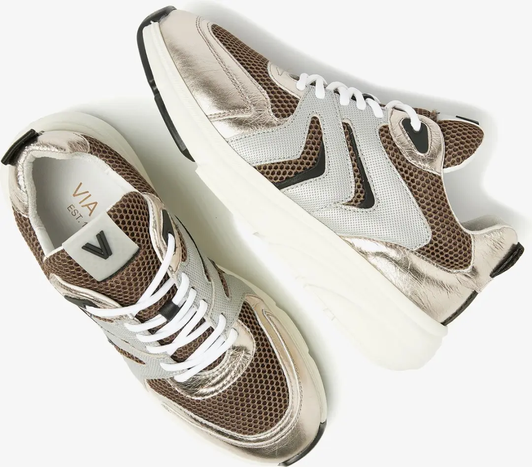 VIA VAI Vic Taylor Sneakers Dames 39 - Beige/Meerkleurig/Metallic - afbeelding 4 van 6