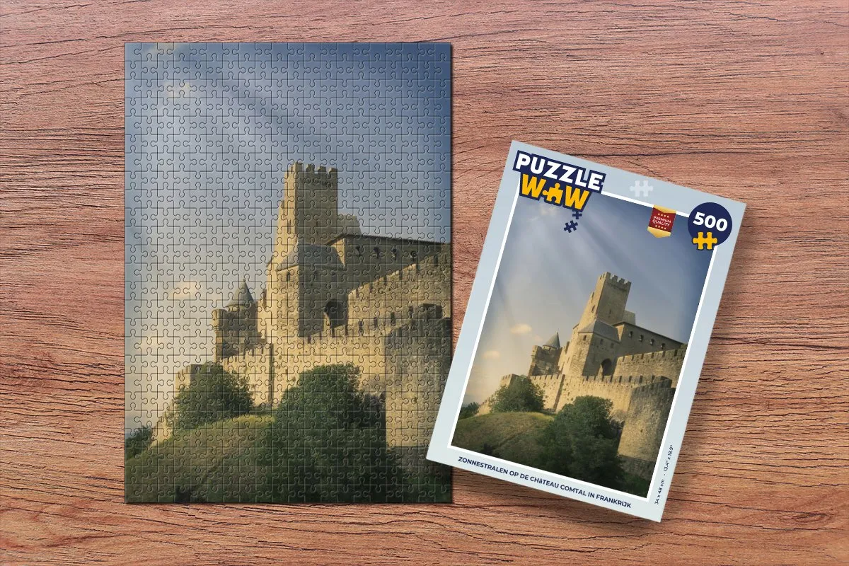PuzzleWow Carcassonne Zon Kasteel Legpuzzel 500 Stuks - Multicolor