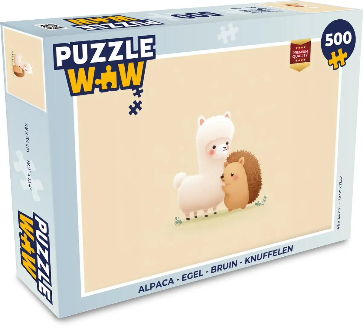PuzzleWow Alpaca Egel Legpuzzel 500 Stuks - Bruin