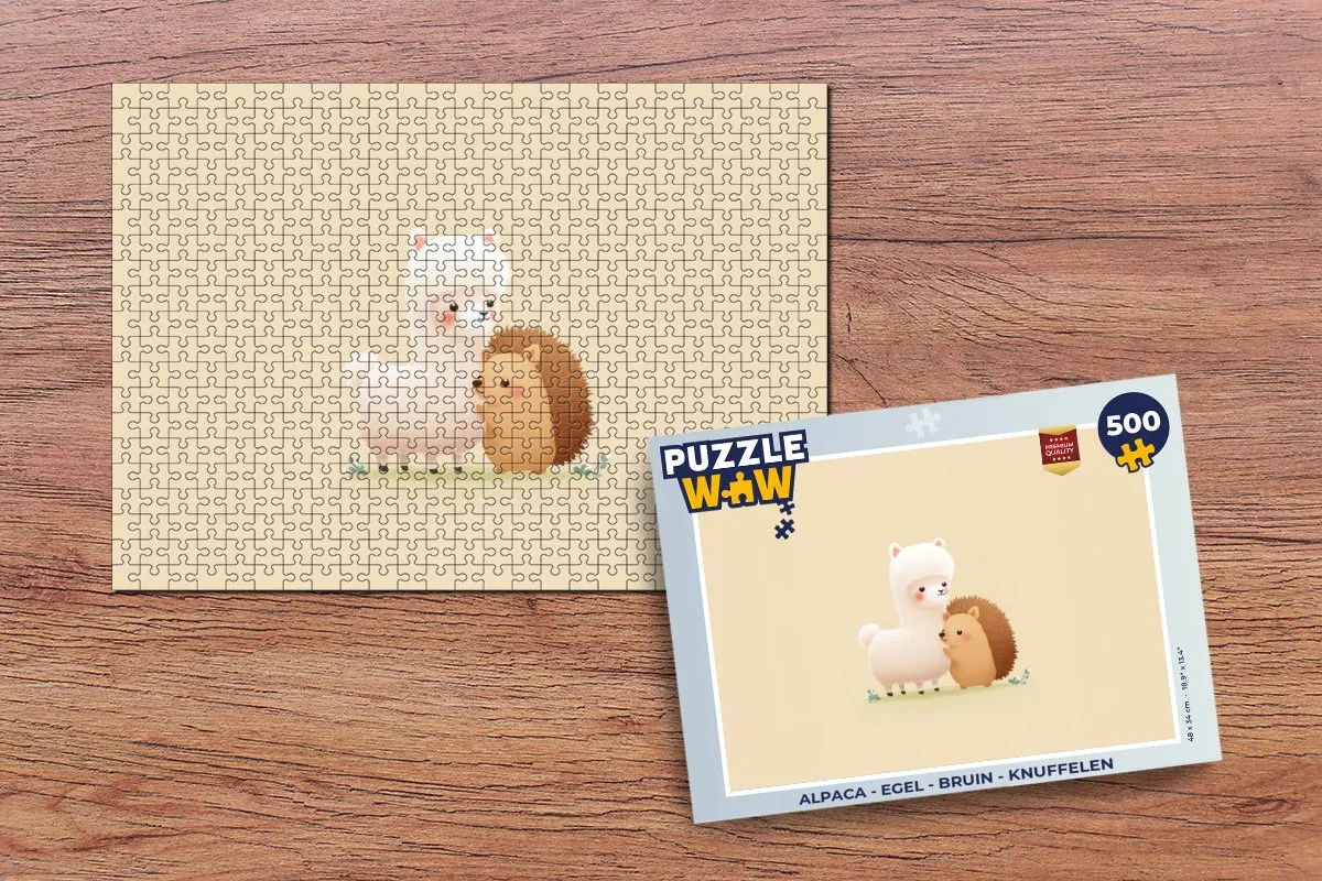 PuzzleWow Alpaca Egel Legpuzzel 500 Stuks - Bruin