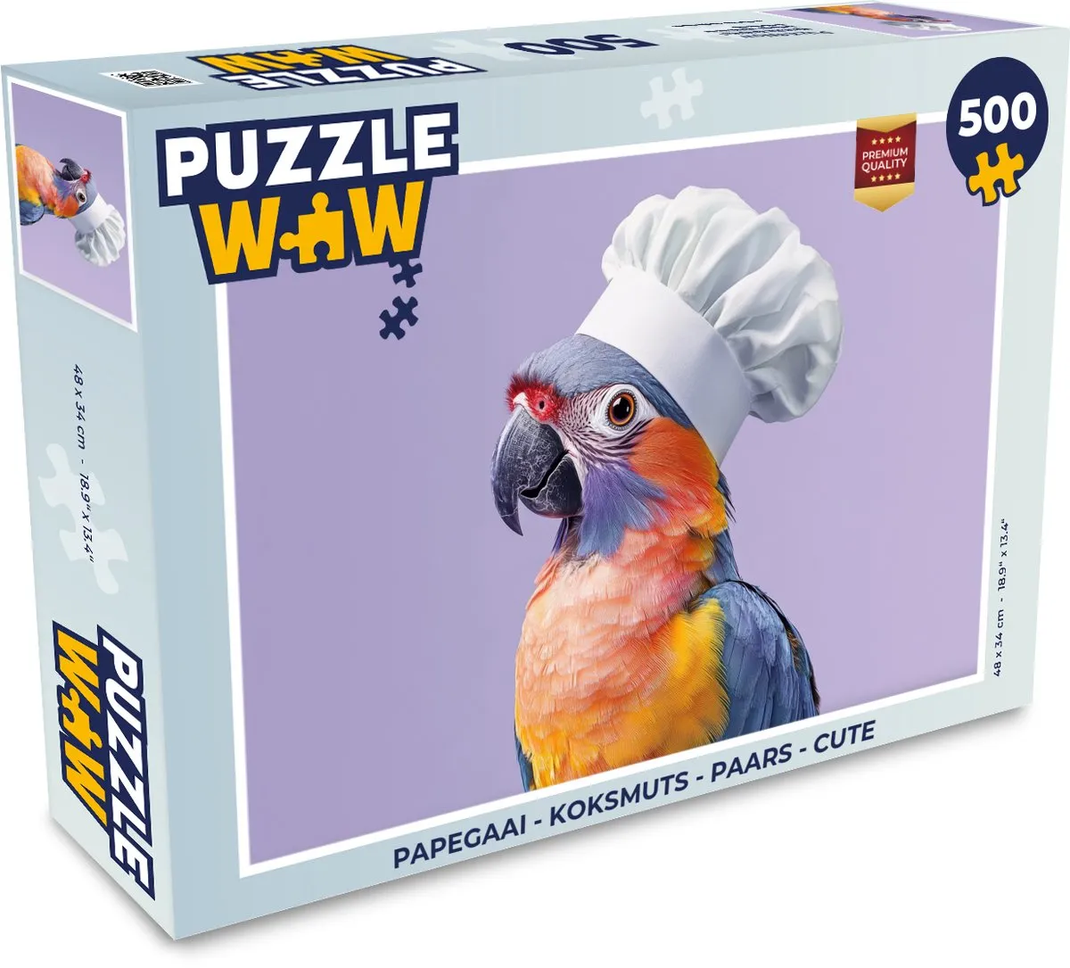 PuzzleWow Papegaai Koksmuts Legpuzzel 500 Stuks - Paars