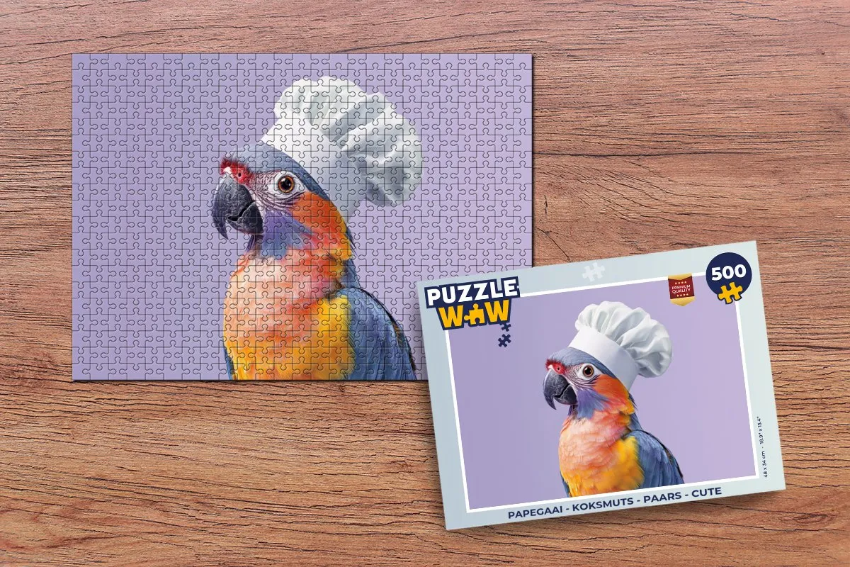 PuzzleWow Papegaai Koksmuts Legpuzzel 500 Stuks - Paars