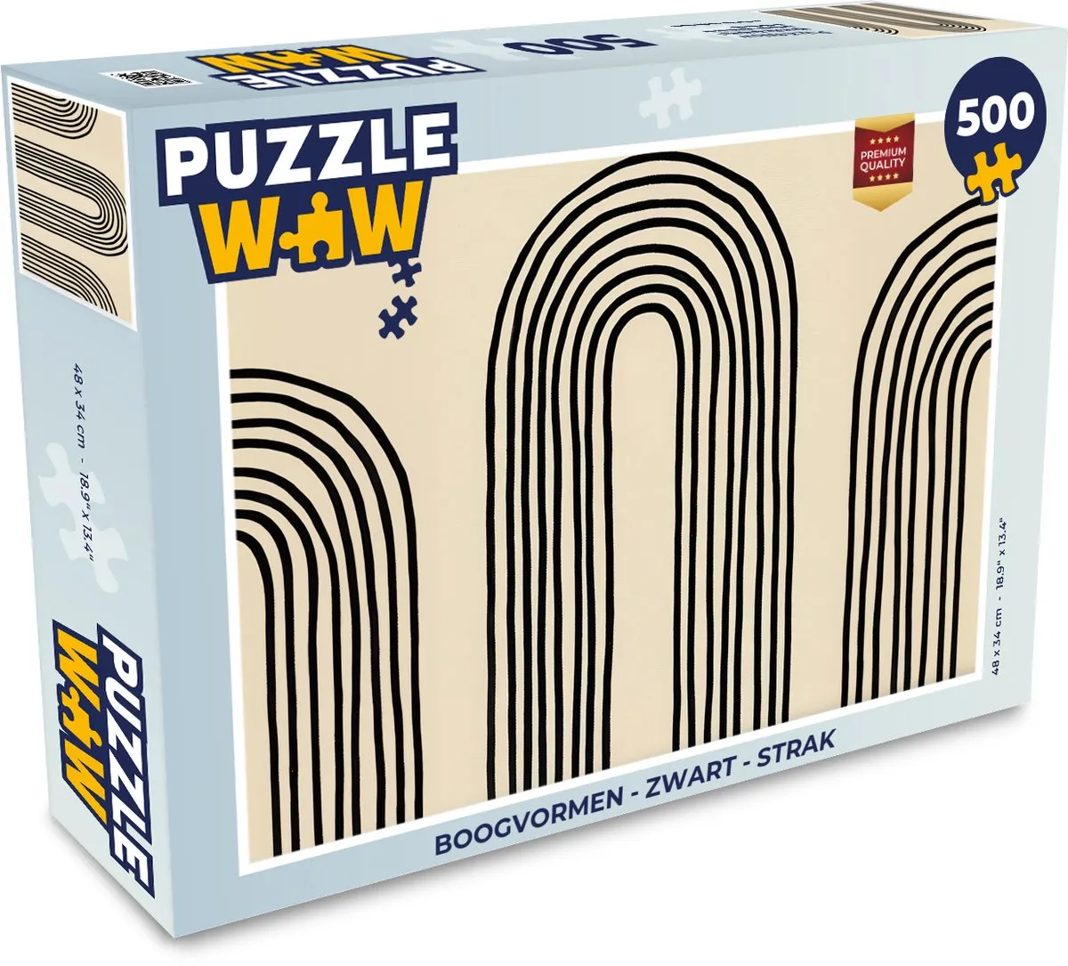 PuzzleWow Boogvormen Legpuzzel 500 Stuks - Zwart