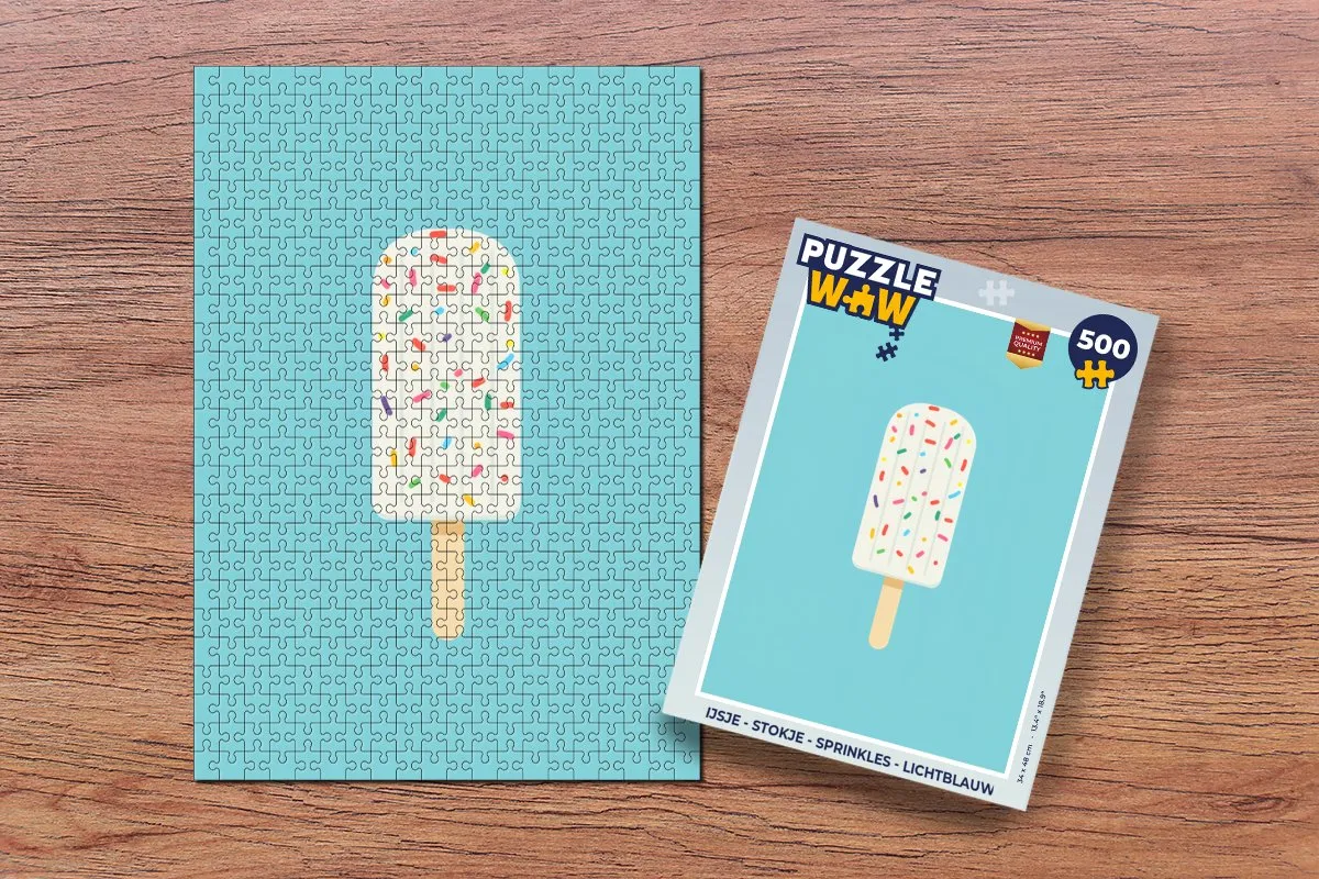 PuzzleWow IJsje Stokje Sprinkles Legpuzzel 500 Stuks - Lichtblauw