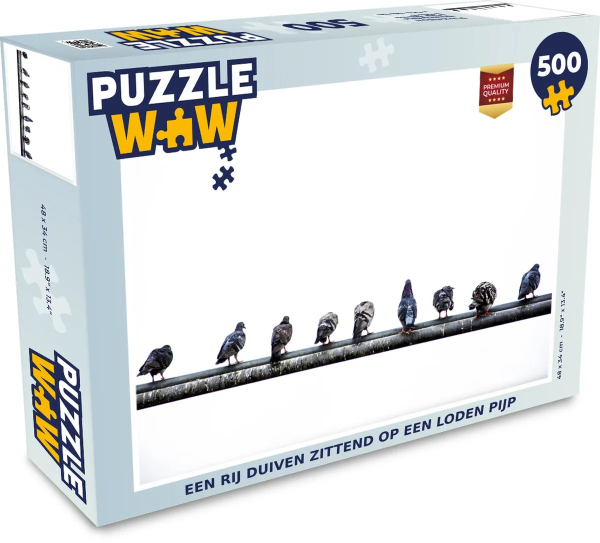 PuzzleWow Legpuzzel Een rij duiven op een loden pijp - 500 Stuks - Multicolor