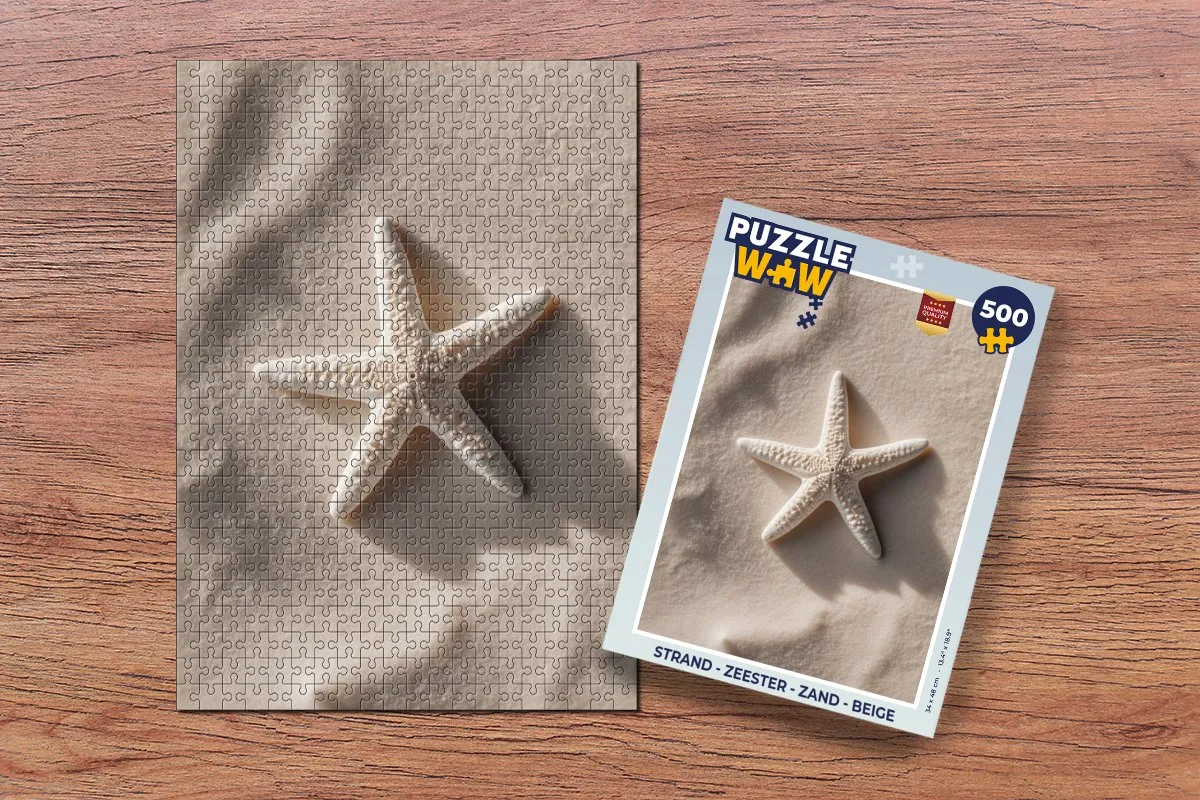 PuzzleWow Strand Zeester Legpuzzel 500 Stuks - Beige