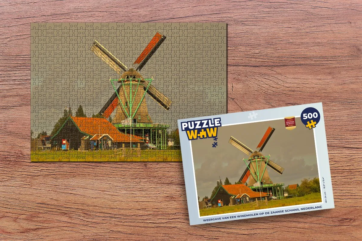 PuzzleWow Legpuzzel Zaanse Schans 500 Stuks - Multicolor
