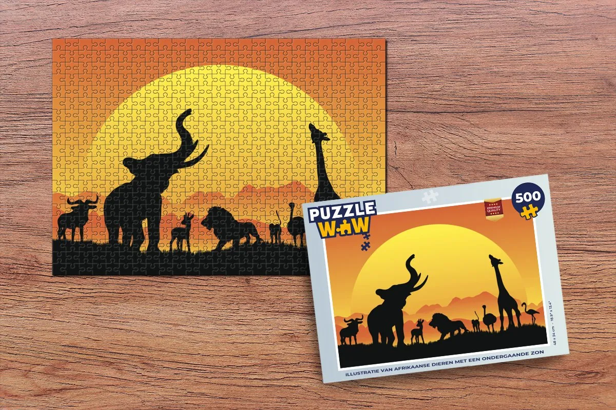 PuzzleWow Afrikaanse Dieren Legpuzzel 500 Stuks - Multicolor