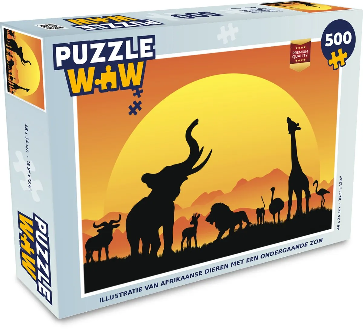 PuzzleWow Afrikaanse Dieren Legpuzzel 500 Stuks - Multicolor