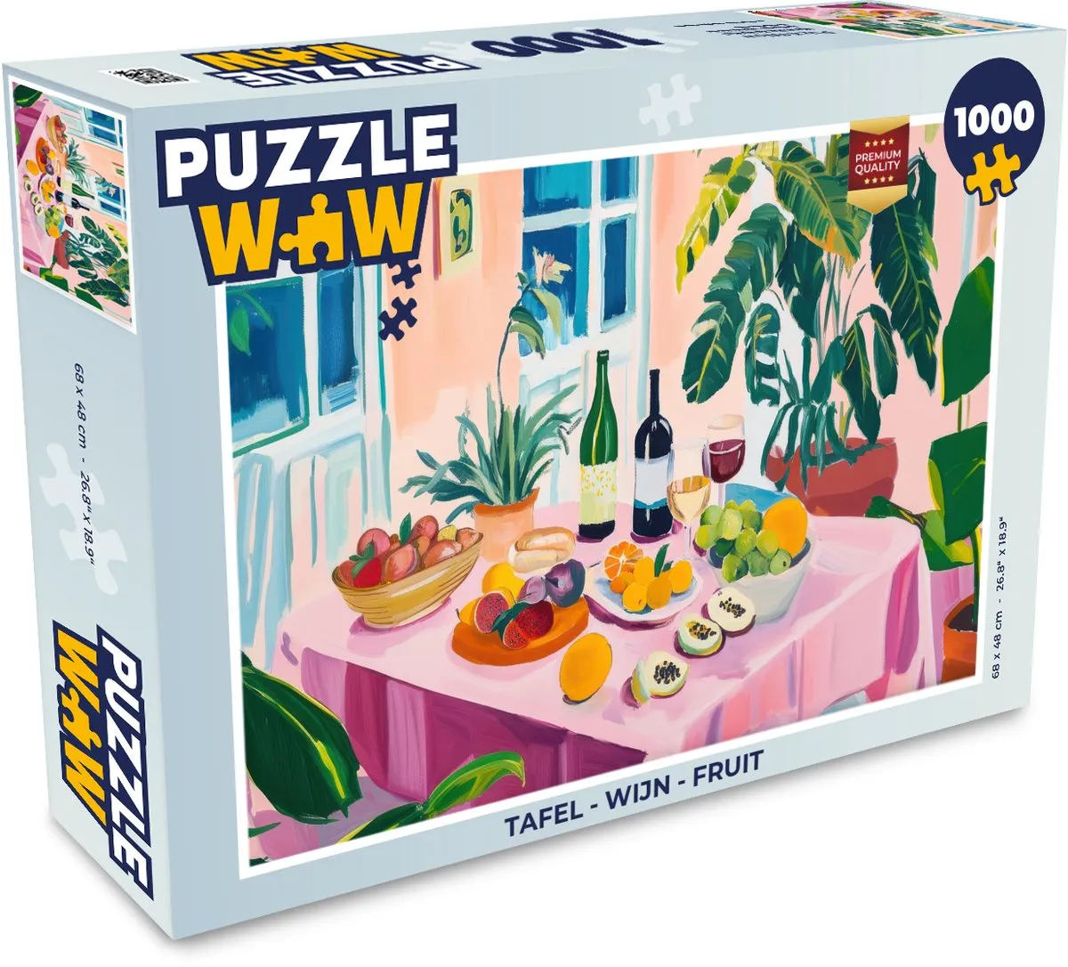PuzzleWow Tafel - Wijn - Fruit Legpuzzel 1000 Stuks