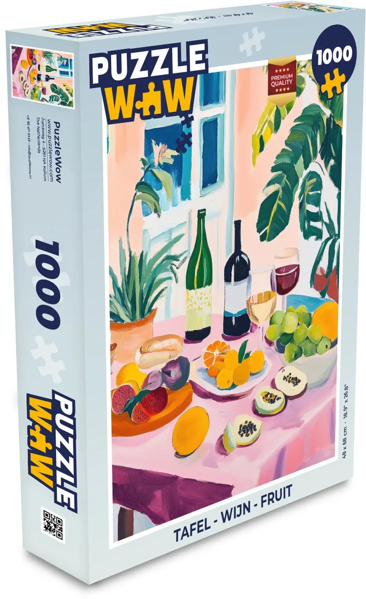 PuzzleWow Tafel - Wijn - Fruit Legpuzzel 1000 Stuks
