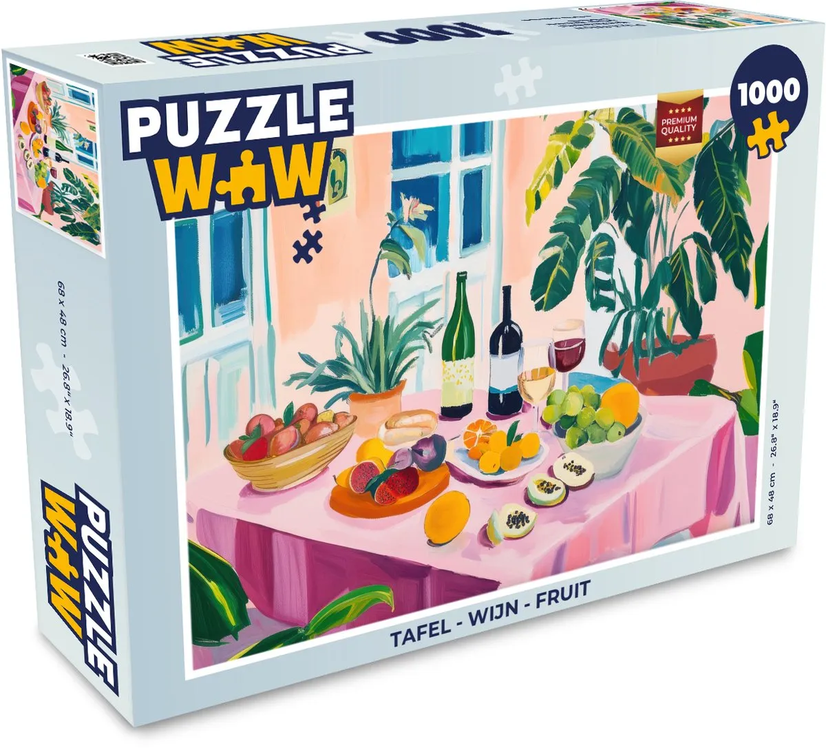 PuzzleWow Tafel - Wijn - Fruit Legpuzzel 1000 Stuks