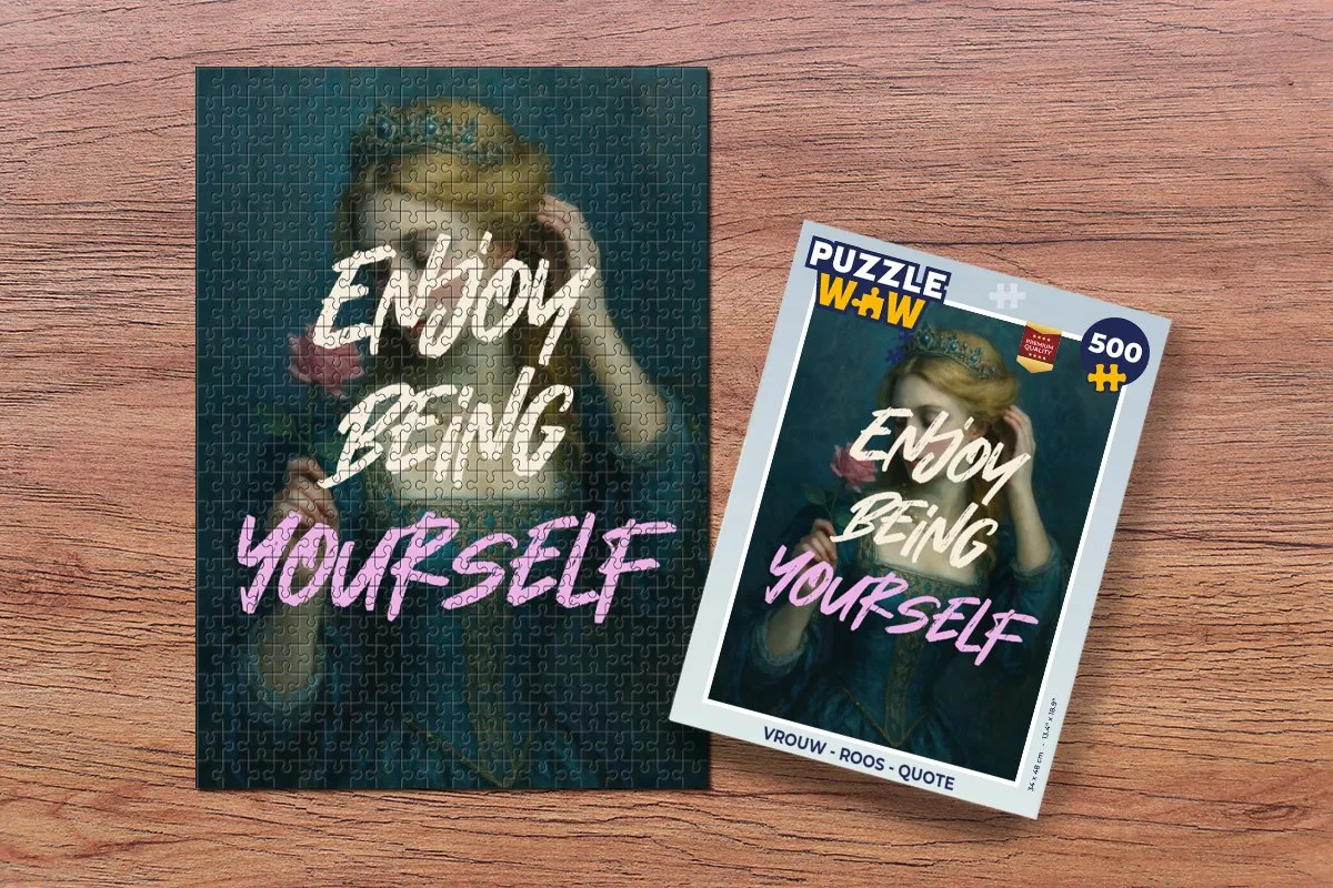 PuzzleWow Roos Quote Legpuzzel 500 Stuks - Enjoy being yourself