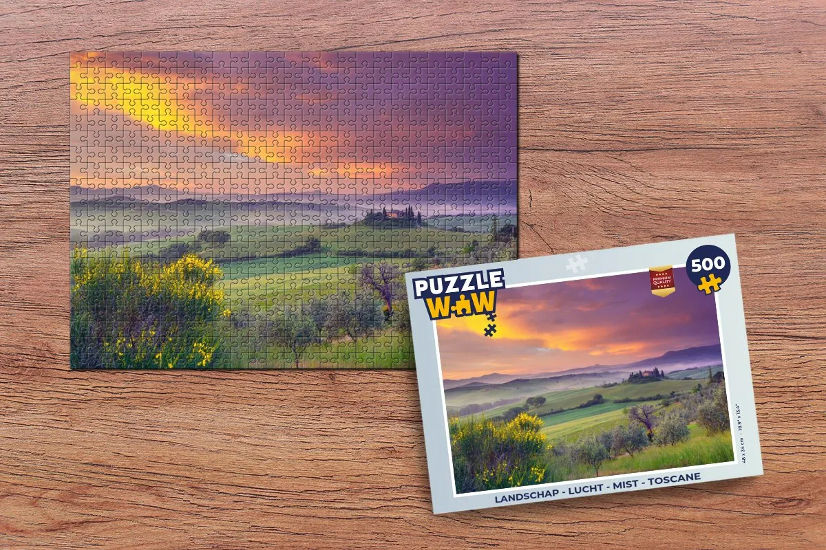 PuzzleWow Landschap Lucht Mist Toscane Legpuzzel 500 Stuks - Multicolor