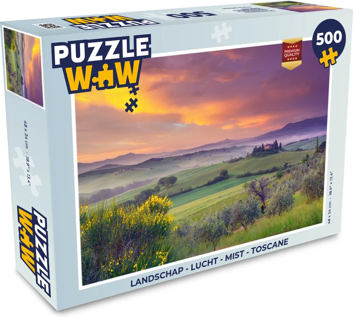 PuzzleWow Landschap Lucht Mist Toscane Legpuzzel 500 Stuks - Multicolor