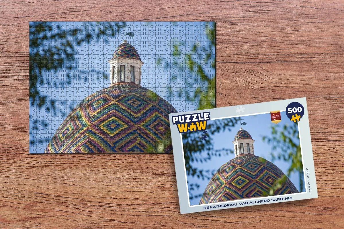 PuzzleWow Legpuzzel De Kathedraal van Alghero Sardinië 500 Stuks - Multicolor