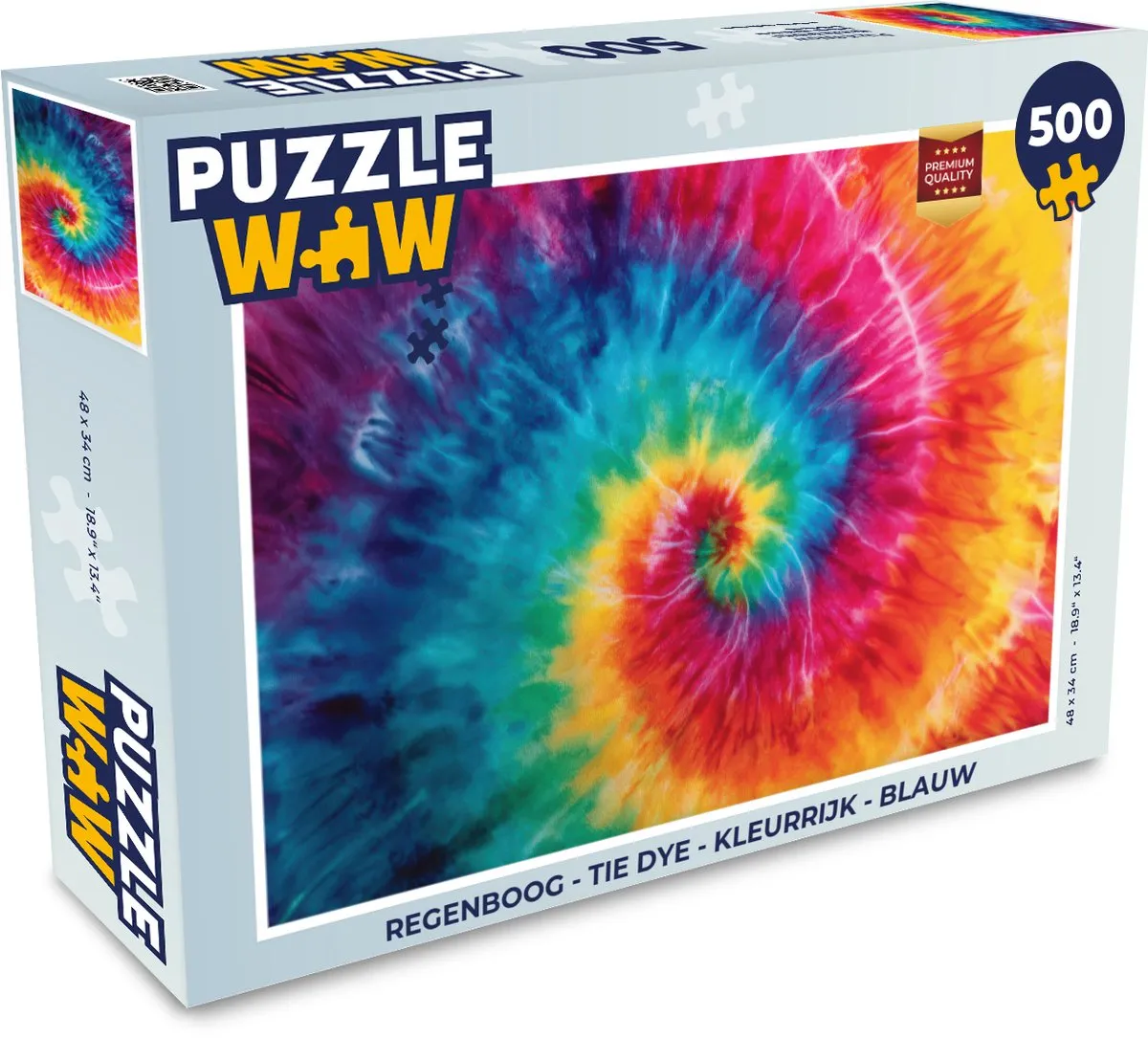 PuzzleWow Regenboog Tie Dye Legpuzzel 500 Stuks - Blauw